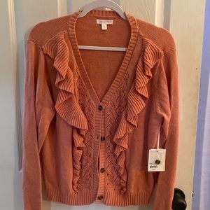 NWT Lauren Conrad ruffle knit cardigan XL